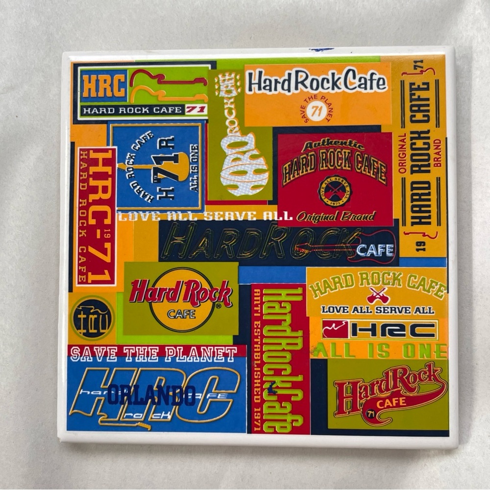 Hard‎ Rock Cafe Orlando 4.5 Inch StonewareCoaster Set (4) Cork Bottom